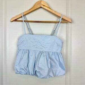 Abound Light Blue Bubble Peplum Top Small Adjustable Straps